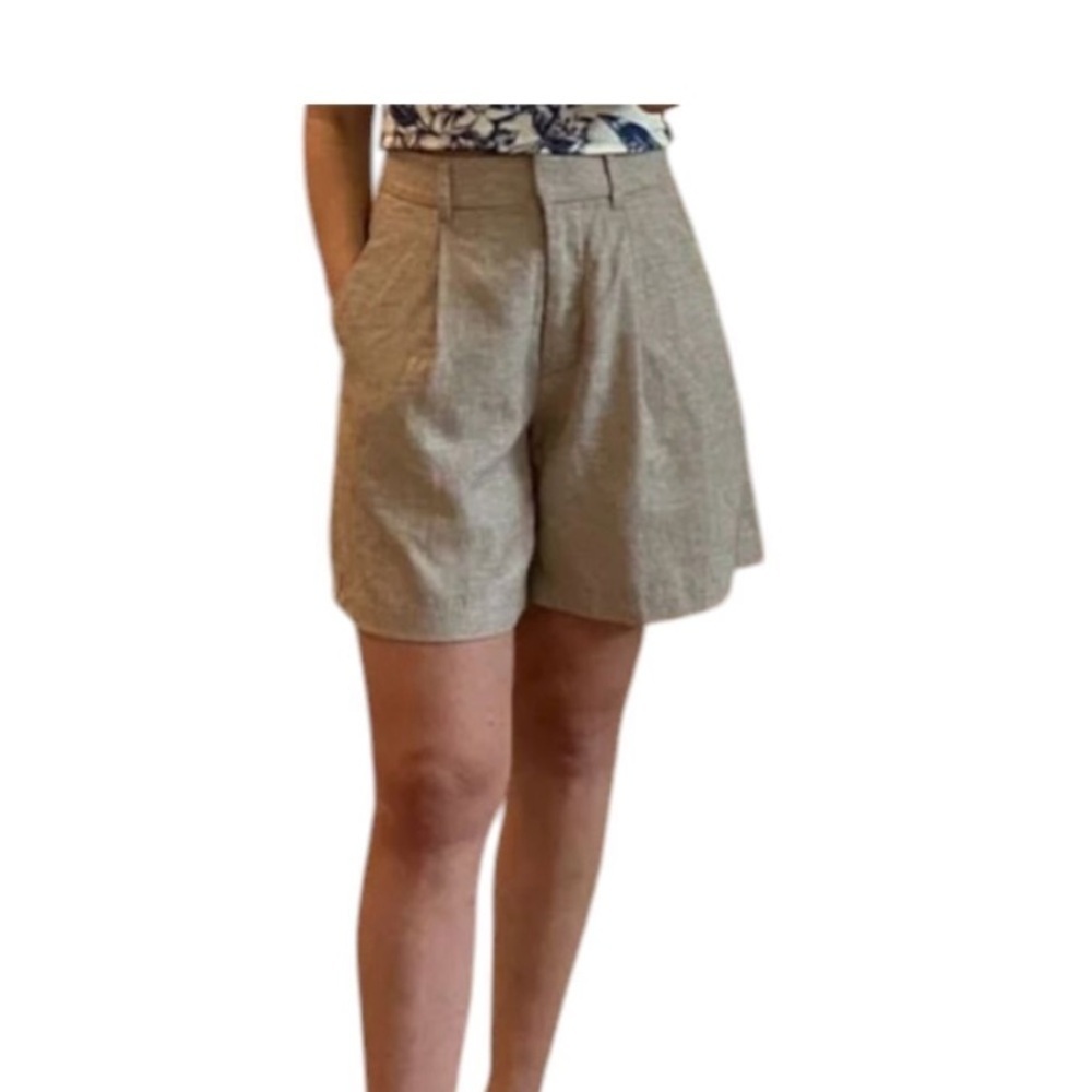 Tan High Waisted Linen Blend Shorts - Picture 5 of 5